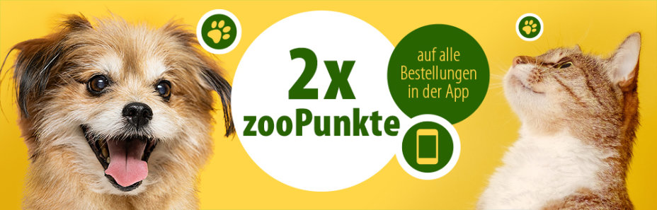 2x zooPunkte auf jede bestellung in der zooplus-App!