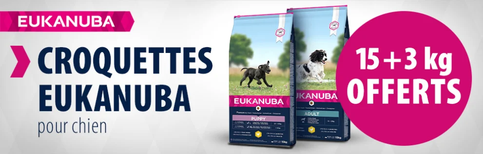 croquettes Eukanuba pour chien : 15 kg + 3 kg offerts !