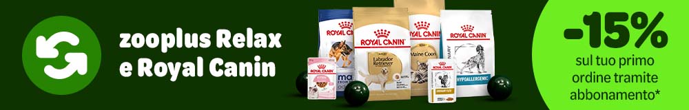 Con il programma zooplus relax otterrai il 15% di sconto sul tuo primo ordine.