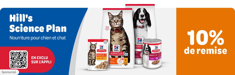 10 % de remise sur tout Hill's Science Plan sur l'appli zooplus