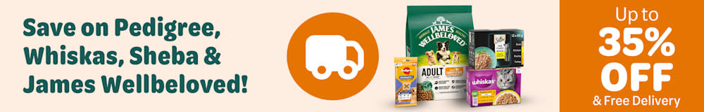 Up to 35% off & Free Delivery: Save on Pedigree, Whiskas, Sheba & James Wellbeloved