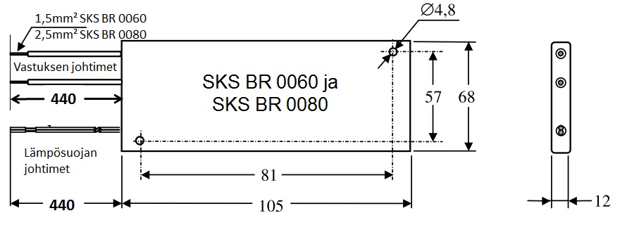 SKS BR 0060 ja 0080 Mitat