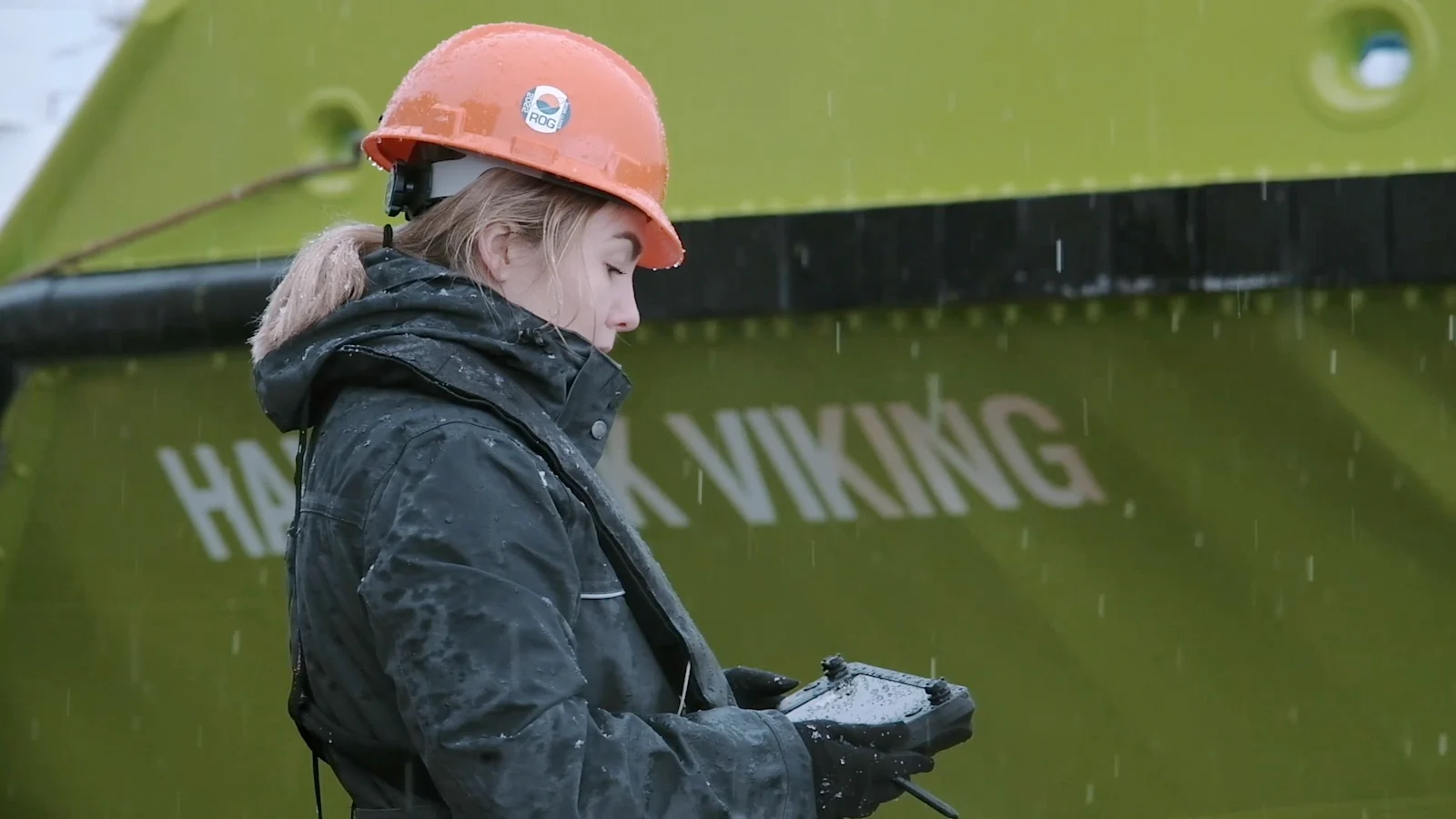 Oda manoeuvring the drone with the Rugged Controller