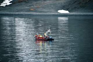 The research team in the boat