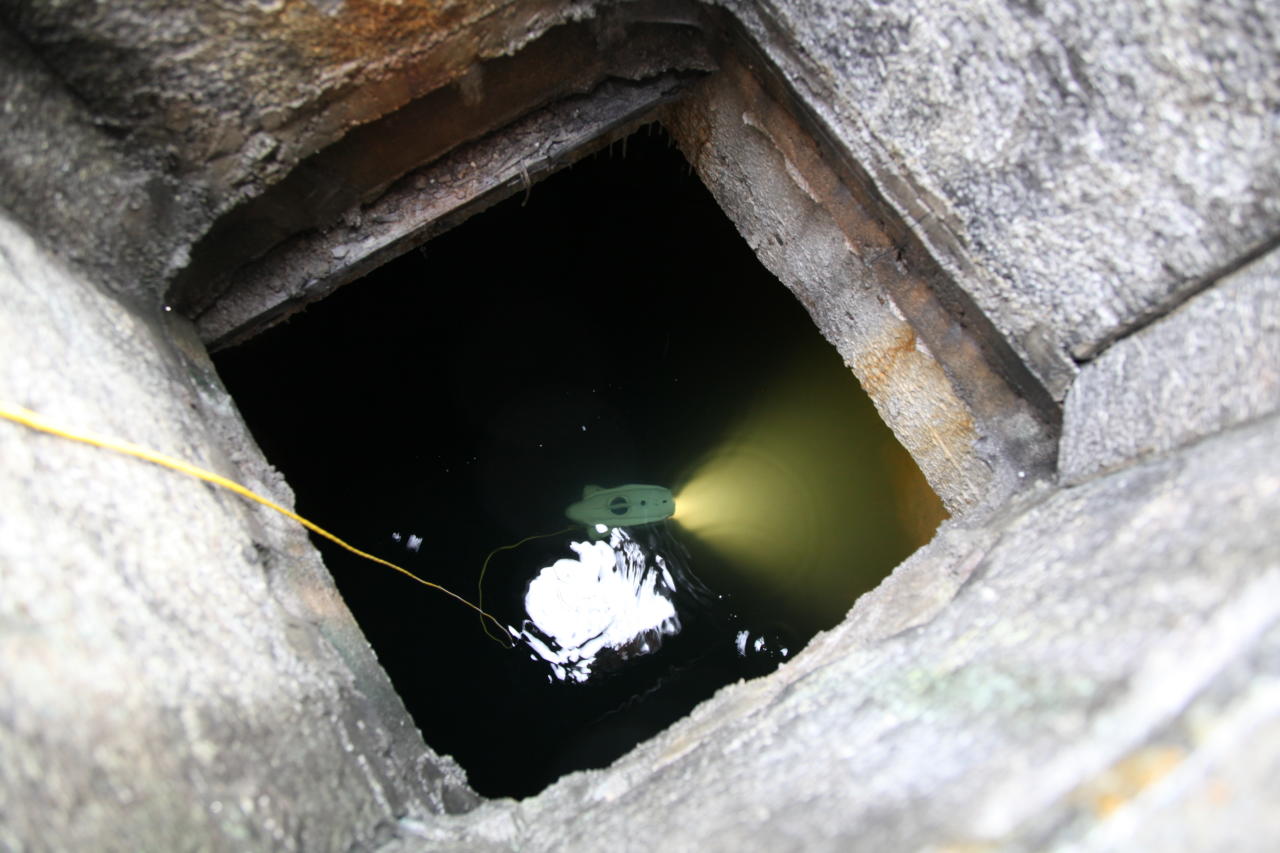Drone in the water of the well