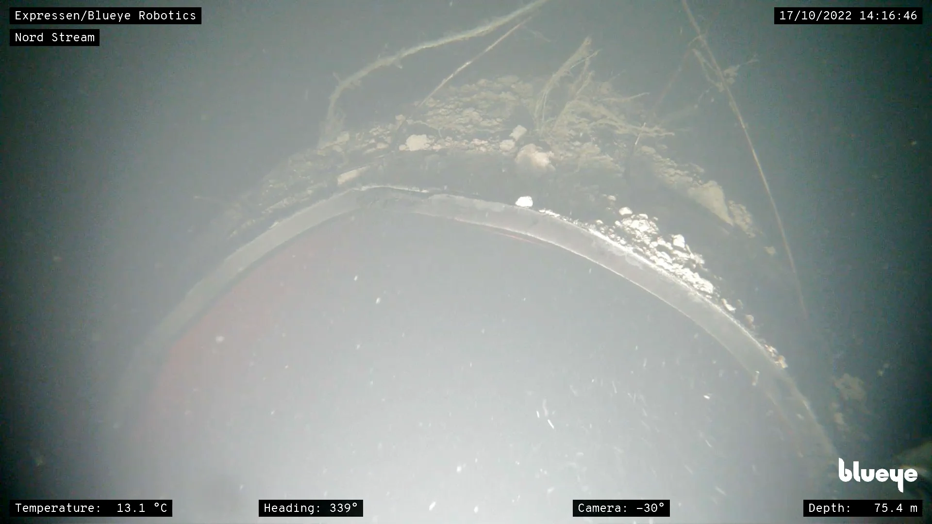 Blueye Nordstream drone footage screengrab