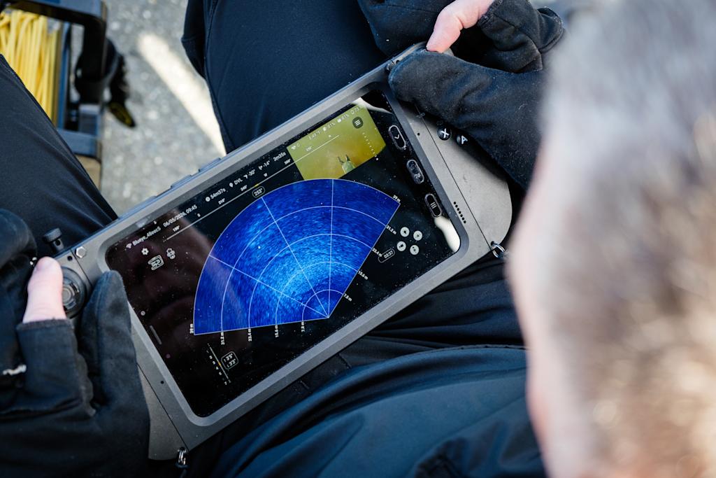 Framoverskuende multibeam-sonarvisning på Blueye Rugged Controller