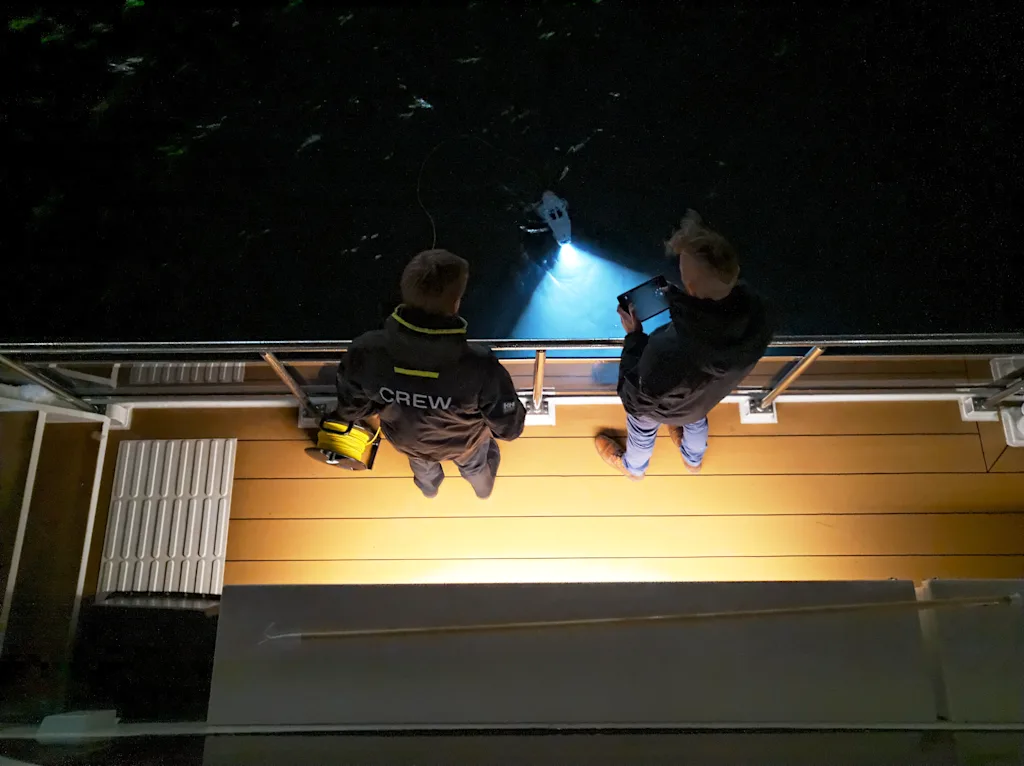 Drone pilots on board MS Brim