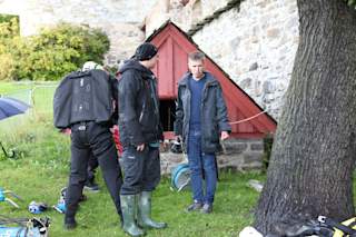 Getting ready outside the well house