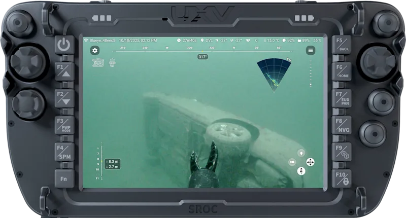 SROC controller running the Blueye app with multibeam imagery