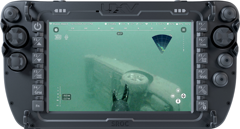 SROC controller running the Blueye app with multibeam imagery
