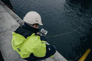 The Blueye Pioneer doing inspections at Valset ferry quay