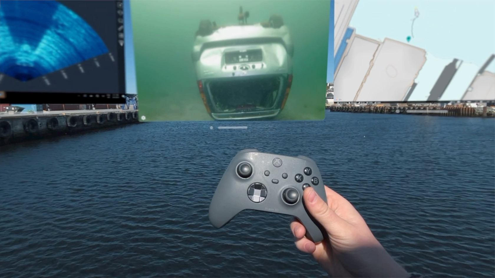 Blueye Controller Underwater ROV operations in mixed reality with Apple Vision Pro