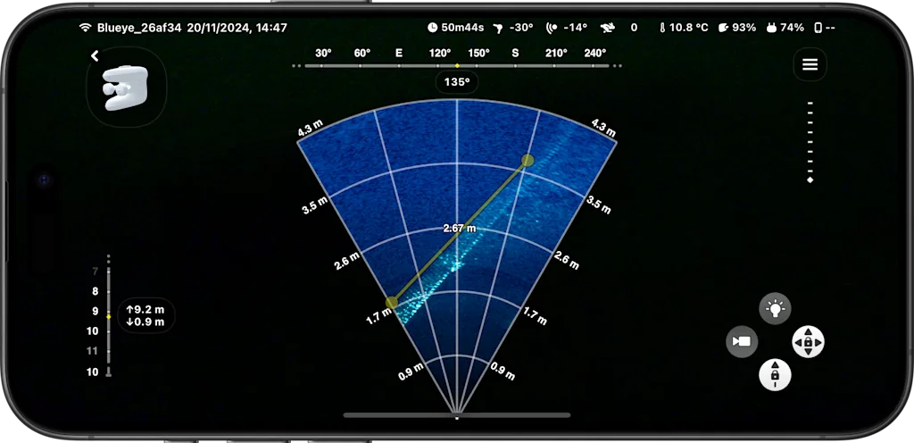 Sonar measurements in the Blueye app