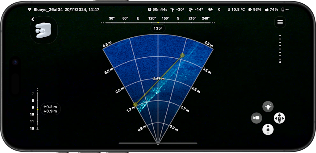 Sonar measurements in the Blueye app