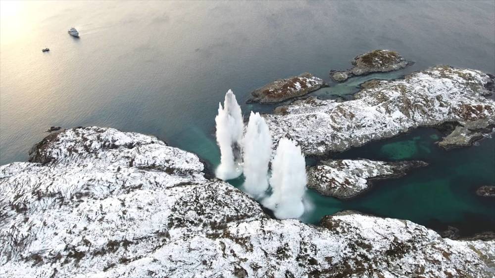 Detonating Helge Ingstad missiles