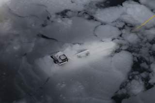 Blueye surface in slush