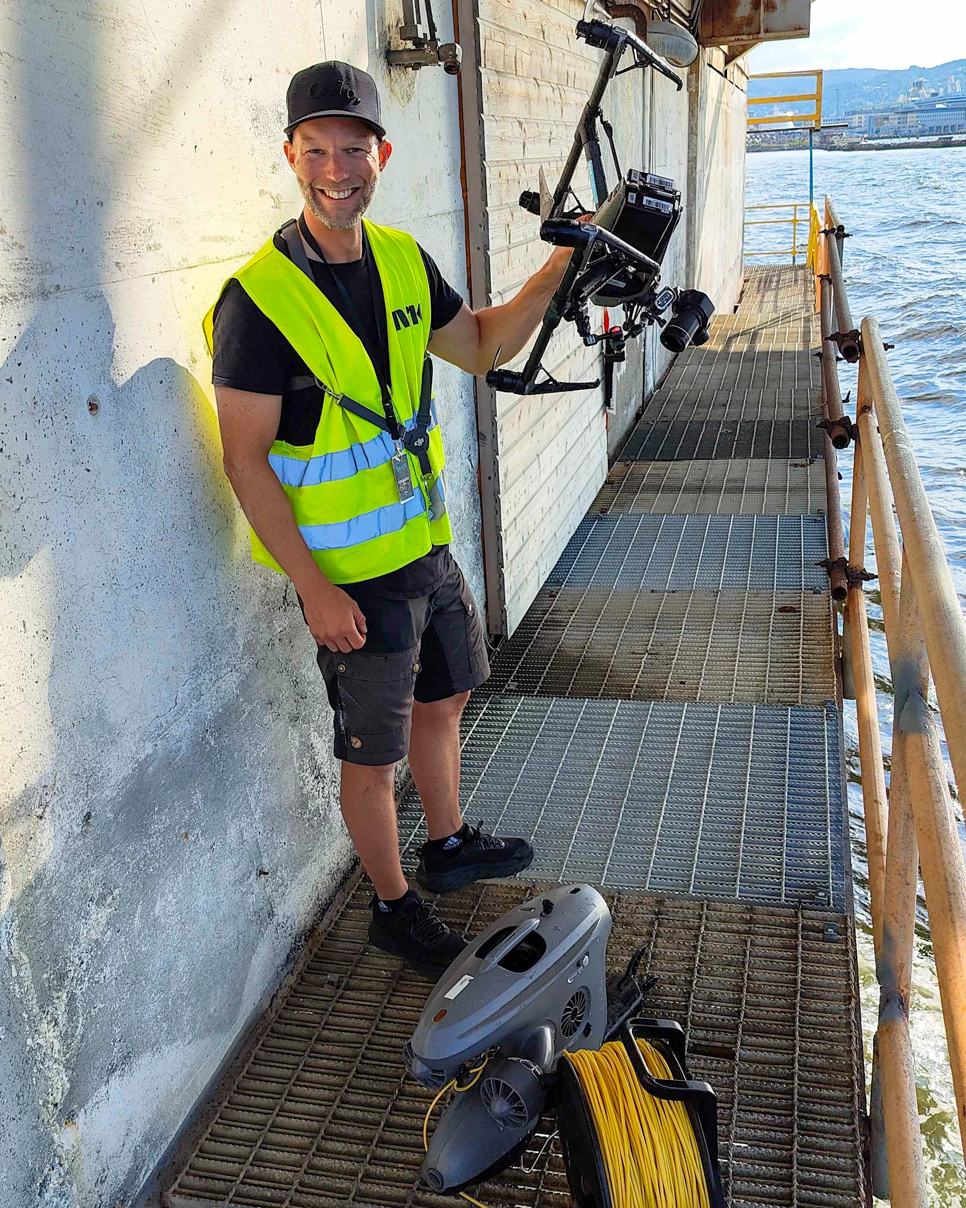 NRK team (Norges Tøffeste) with recovered flying drone