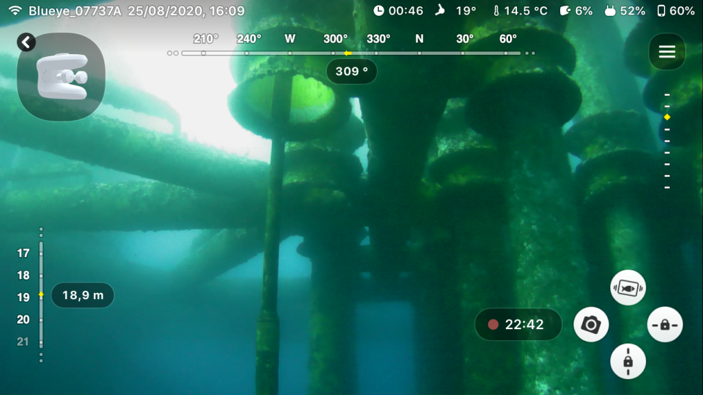 Conductor guide inspection at 15 m depth