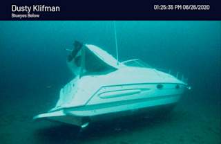 Sunken boat Blueye drone footage