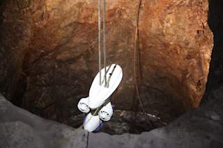 Blueye Pioneer lowered into the well