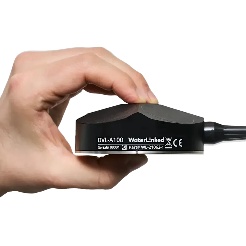 Holding a Waterlinked DVL A100