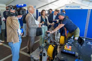 Christian Gabrielsen at SeaSEC showcasing the Blueye ROV