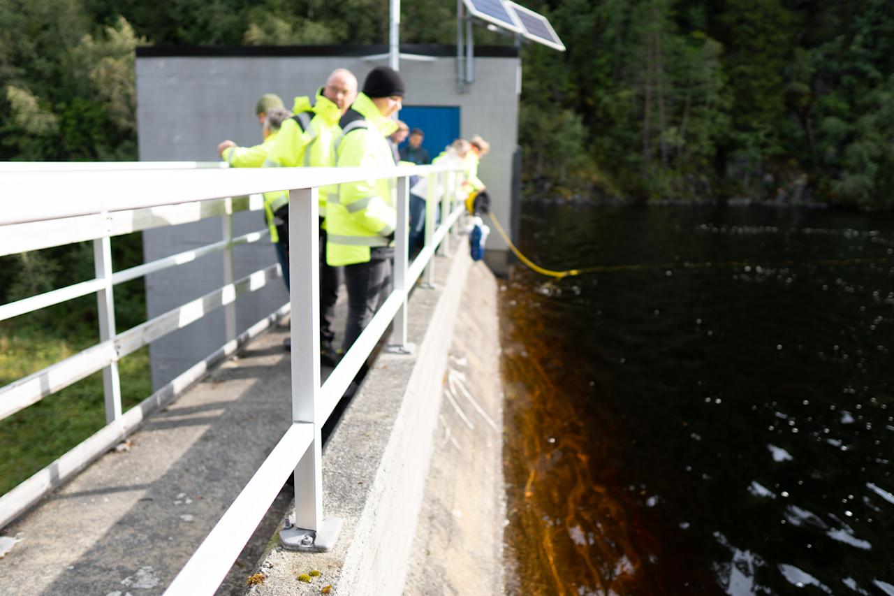 Drone operators by the dam