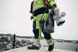 Joakim walking with the drone