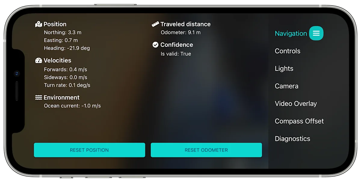 Navigation Tab in the blueye app