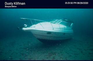 Sunken boat at the bottom of Lake Michigan