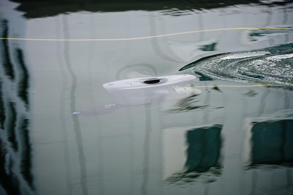 Deploying a Blueye ROV from the dock into the water