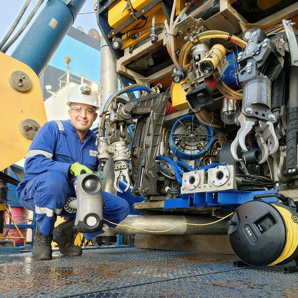 Mazen Ashoush from Oceaneering with Blueye ROV