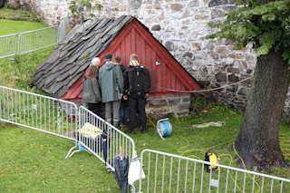 Excited team having a first look of what's inside the tunnell