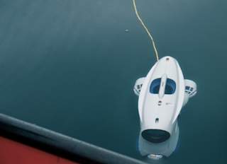 Blueye floating by the boat