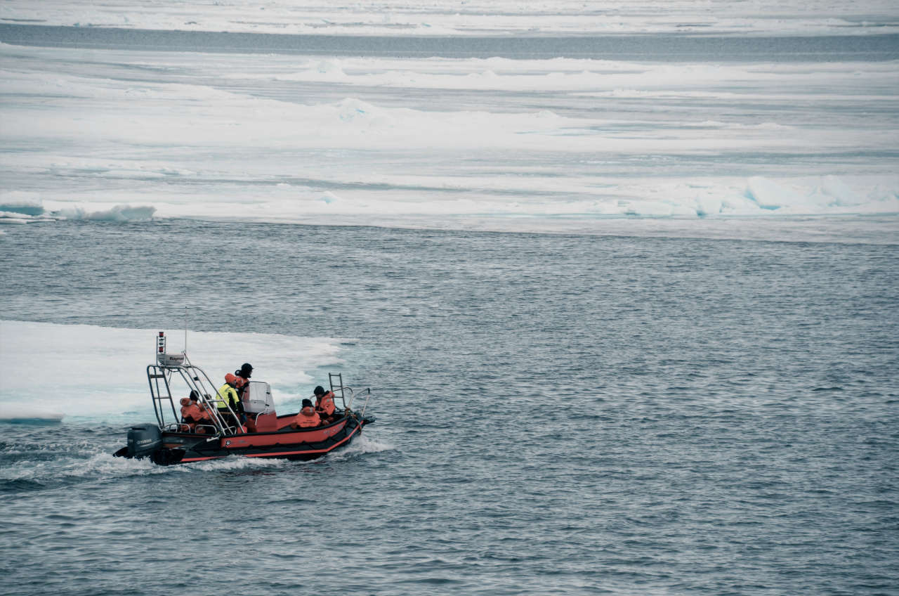 The scientists on the boat