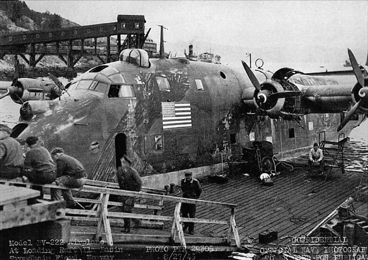 The BV-222-V2 with American flag in Ilsvika, Trondheim, 1945.