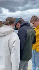 Interns testing the drone
