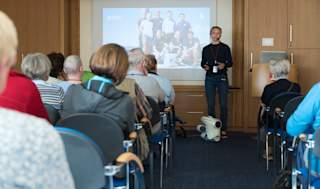 Christine presenting Blueye for guests onboard