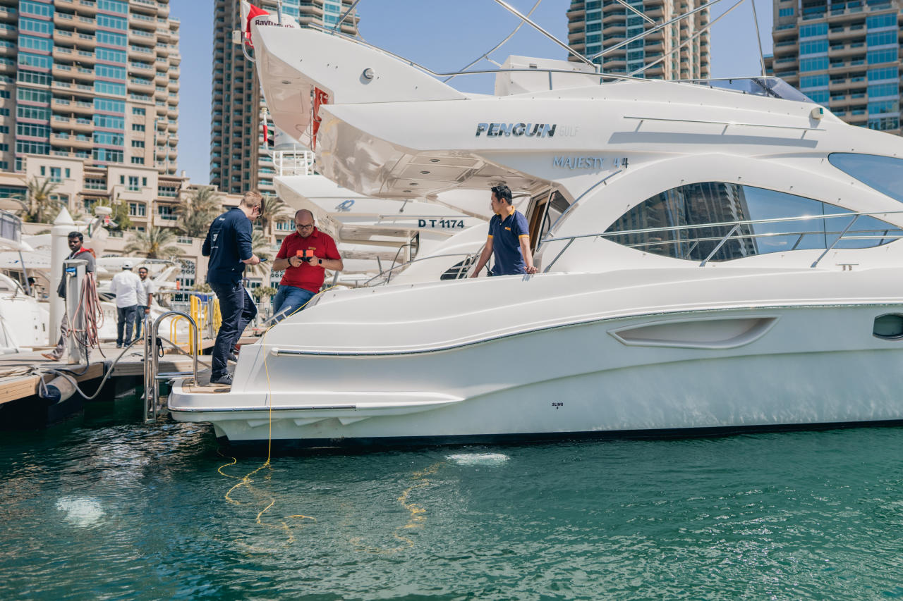 Drones by the yacht