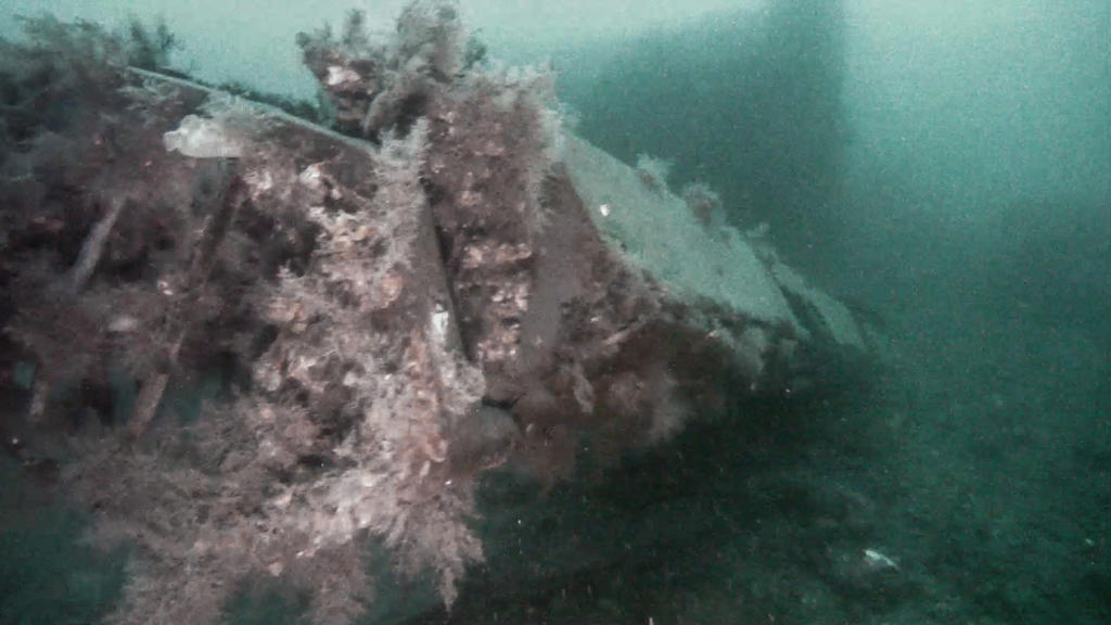 Screengrab from the Blueye Pioneer filming the Figaro wreck parts