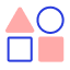 Icon with 4 different shapes arranged in a square