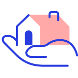Hand icon holding up a house