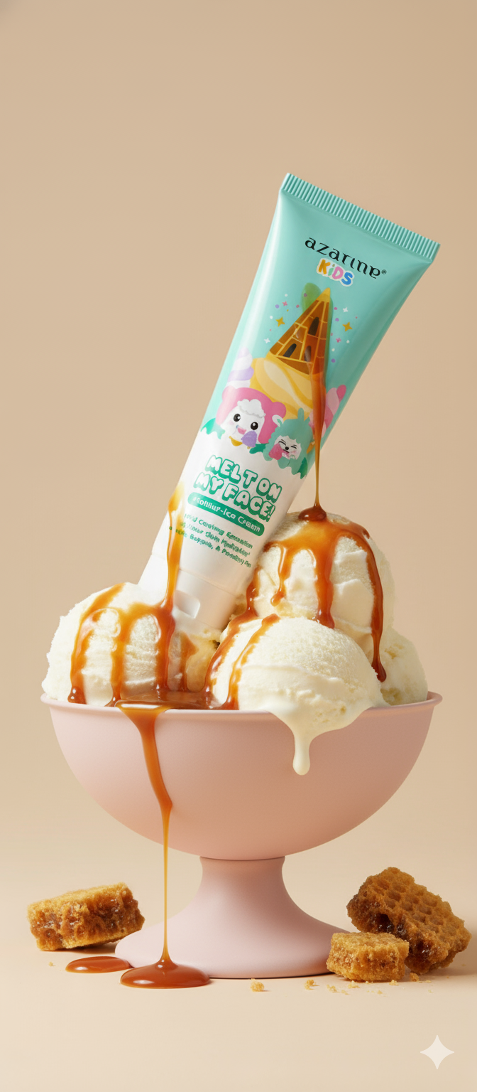 Baru! Azarine Kids Melt On My Face! Moistur-Ice Cream: Pelembap Anak dengan Sensasi Dingin yang Melembapkan Kulit