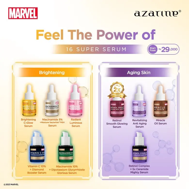 Kenalan sama 16 Super Serum Azarine Hasil Kolaborasi dengan Marvel: Brightening & Anti Aging!