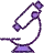 Purple icon of a microscope.