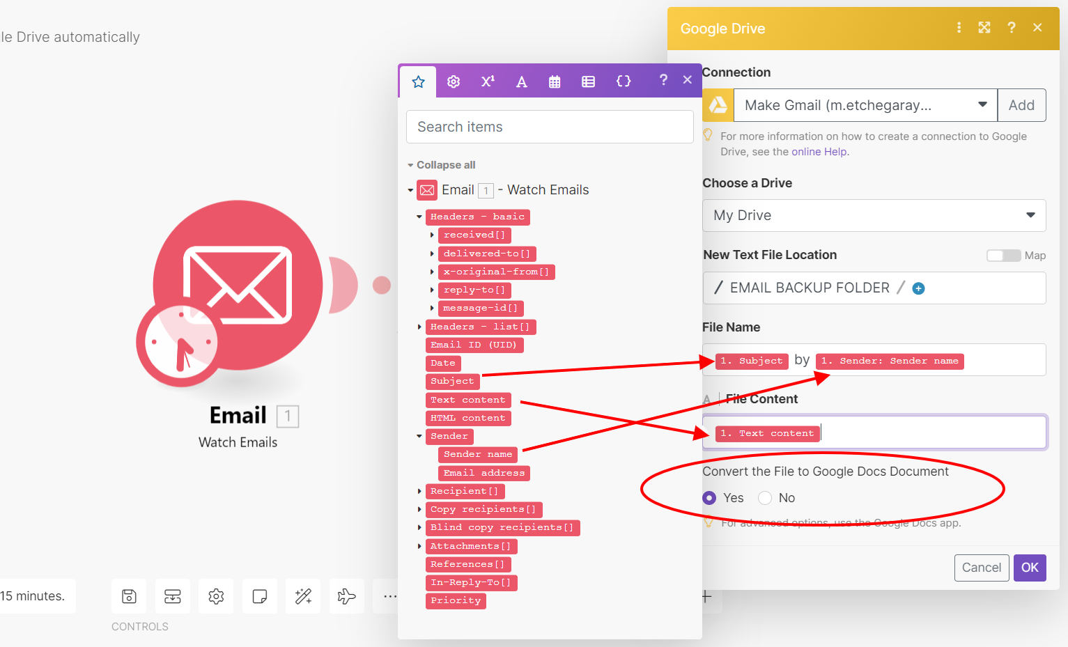 Save email attachments in the right Google Drive folders