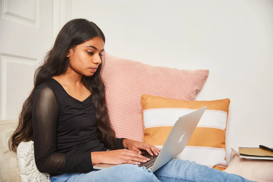 young person using computer