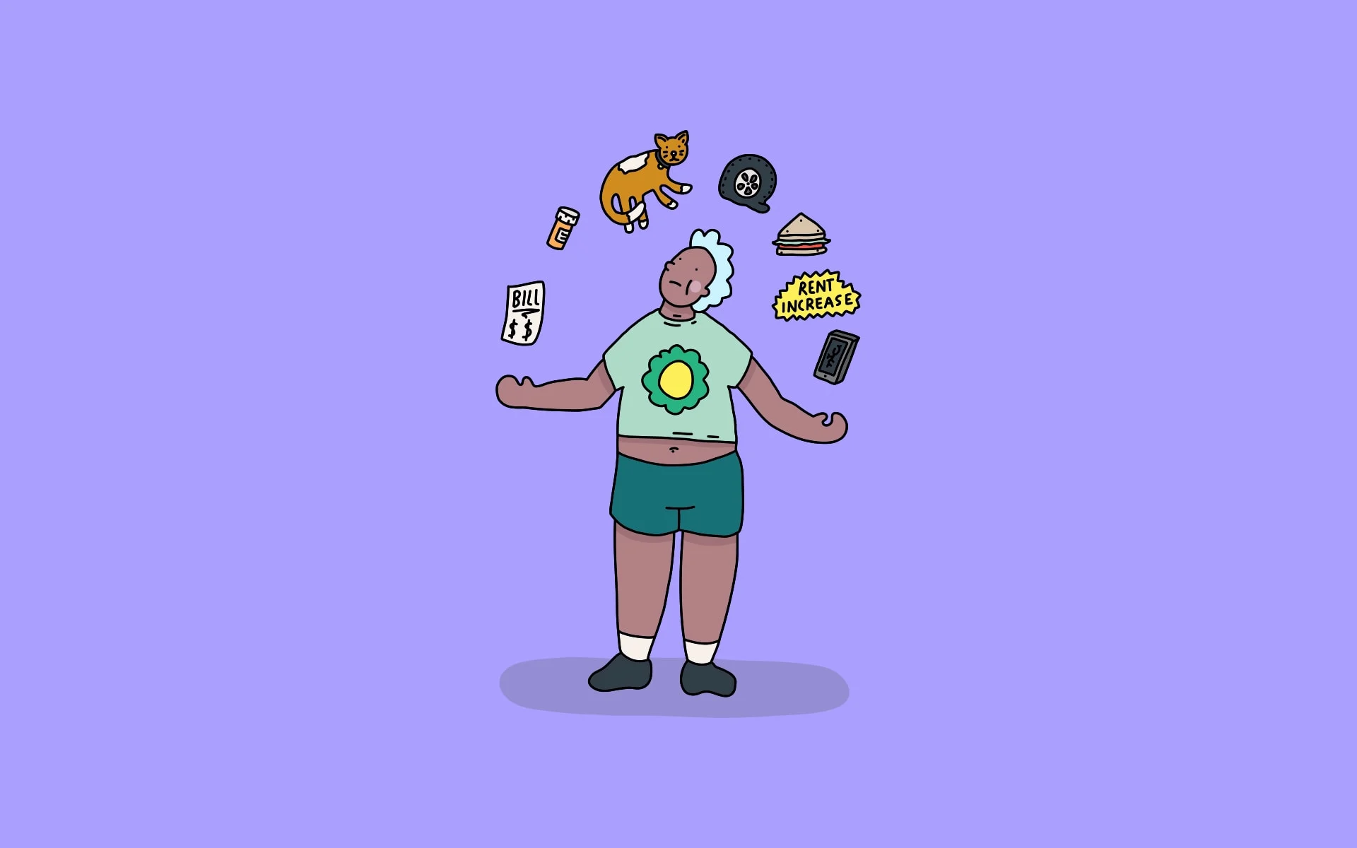 illustration of person juggling their different financial responsibilities