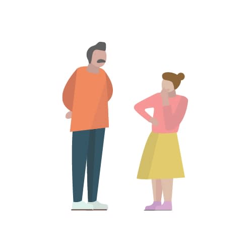 illustration of father and daughter talking